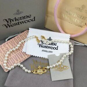 NWT BRAND NEW Vivienne westwood gold Orb Pearl Choker Necklace